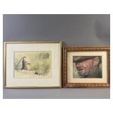 Singed, Possibly Watercolor & Cowboy Prints