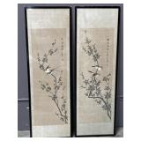 2 Framed Japanese Bird Paintings On Silk