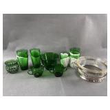 Vtg Pyrex & Green Depression Glass Vtg Pyrex & Green Depression Glass