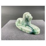 Oscar the Lion Vaseline Glass Paperweight Oscar the Lion Vaseline Glass Paperweight
