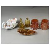 Slag Glass Hand, Swan & Mini Glass Items Slag Glass Hand, Swan & Mini Glass Items