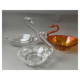 Vintage Glass Swan Dishes Etched Glass & More Vintage Glass Swan Dishes Etched Glass & More