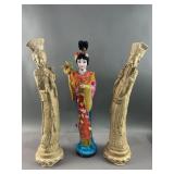 Resin Asian Statues & Tall Stockinette Doll Resin Asian Statues & Tall Stockinette Doll