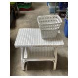 Wicker End Table W/ Magazine Rack & Basket Wicker End Table W/ Magazine Rack & Basket