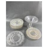 Iridescent Glass Plates & Pedstal Bowl Iridescent Glass Plates & Pedstal Bowl