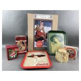 Coca-Cola Pretty Lady Metal Sign, Tins & More Coca-Cola Pretty Lady Metal Sign, Tins & More