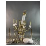 Underwriters Lab Gold Toned & Glass Chandelier