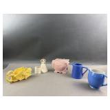 Vintage Ceramic Hall Pitcher & Pottery Planters