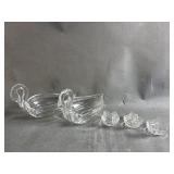 Heisey Manganese Glow Glass Swan Dishes