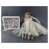 Vtg Posable Bride Doll & Precious Moments