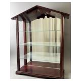Wood & Glass Display Case With Mirror Back