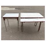 Two Red & White Vintage Enamel Top Tables