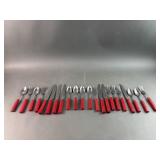 Vintage Red Bakelite Handled Flatware