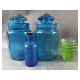 Blue Uranium Glass Canisters & More