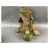 3 Vintage Gas Mask Filters & Bag