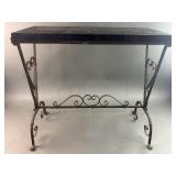 Wrought Iron Console Table with Stone Top