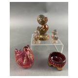 Cranberry Art Glass Duck Family, Swan & More