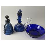 Vintage Cobalt Blue Glass Bashful Lady & More