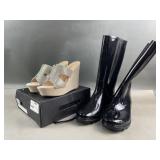 Size 10 Fashion Nova Wedges & Rubber Boots