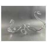 Uranium Glass Swan Candy Dishes