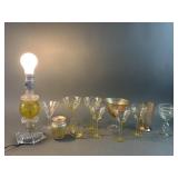 Amber & Yellow Depression & Uranium Glass Lamp