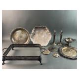 Sterling Pitch Filled Candlesticks & Plated Pieces