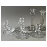 Manganese Glow Glass Candlestick Holders