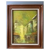 Signed Keeton Cityscape Street Painting