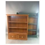 Two Vintage Wooden Wall Display Shelves