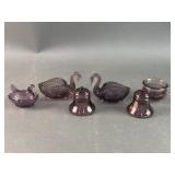 Amethyst Uranium Glass Swans, Chicken, & More