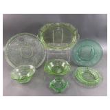 Embossed Uranium Glass Pieces