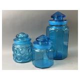 Blue Uranium Glass Jars With Lids
