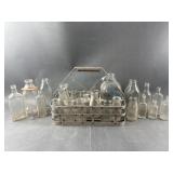 Vtg Metal Milk Carrier, Bottles & More