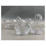 Uranium Glass Swan Candy Dishes
