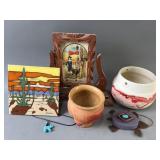 Native American Pottery, Carved Frame & More