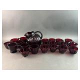 Ruby Red Depression Glass Cups, Pitcher, & More