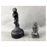 Degenhart Glass Owl & Bashful Lady