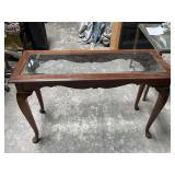 Vintage Mahogany Chippendale Glass Top Sofa Table