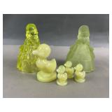 Uranium Glass Boyds Yellow & Duck Family