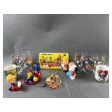 Vtg Smurfs Glasses, Peanuts & More