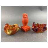 Amberina UV Glow Glass Degenhart Owl & More