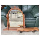 Vintage Wooden Dresser Mirror & Wooden Base
