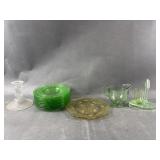Vtg Uranium Glass Pieces