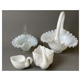 Fenton Ruffle Glass Baskets & More Milk Glass