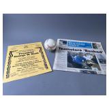 Signed George Bush Baseball With News & Flyer