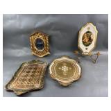 Vintage Gilt Mirror, Trays & Wall Decor