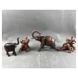 Vtg Wooden Carved Elephants