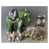 Vintage Chalkware Gilt Elephant & More
