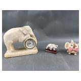 German Possibly Alabaster Clock, Shell & Bone