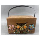 Enid Collins Wise Guy Owl Wood Box Hand Bag